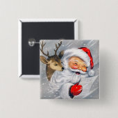 Retro Vintager Weihnachtssankt-Renknopf Button (Vorne & Hinten)