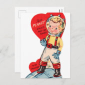 Retro Vintager Weltraumspass Valentine Postkarte (Vorne/Hinten)