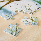 Retro Vintager Winterhirsch Puzzle (Seite)