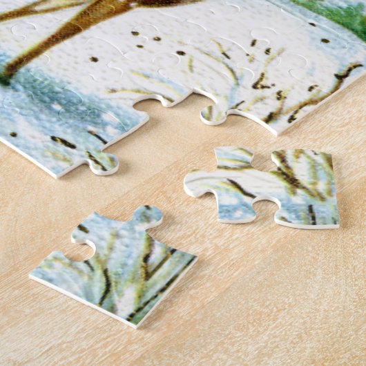 Retro Vintager Winterhirsch Puzzle (Seite)