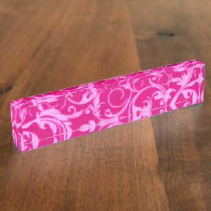 Retro Vintager Wirbels-heißes Rosa Namensplakette