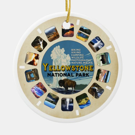 Retro Vintager Yellowstone Nationalpark Souvenir Keramik Ornament (Vorne)