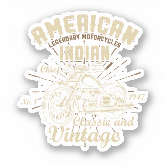 Retro Vintages amerikanisches Motorrad indisch für Aufkleber (Vorderseite)