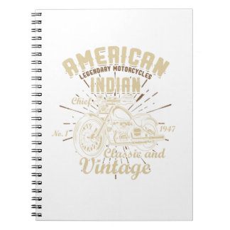 Retro Vintages amerikanisches Motorrad indisch für Notizblock