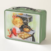 Retro-Vintages Backgirl Holiday Weihnachten Metall Brotdose (Rückseite)