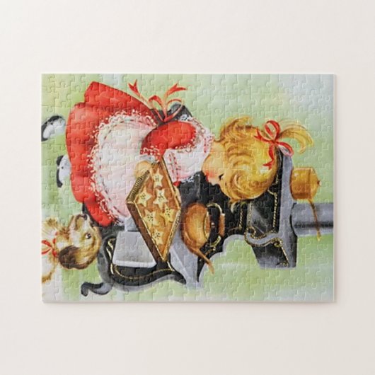 Retro Vintages Backmädchen Weihnachtsfeiertag Puzzle (Horizontal)