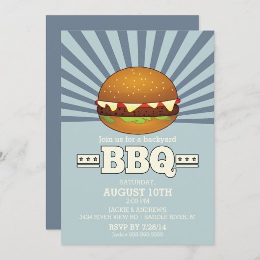 Retro Vintages Barbecue Party Einladung (Vorne/Hinten)