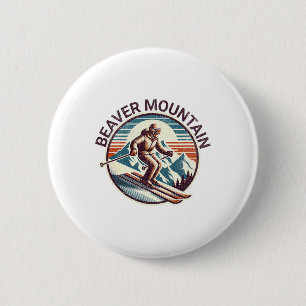 Retro Vintages Biberberg Utah Ski Resort Wint Button