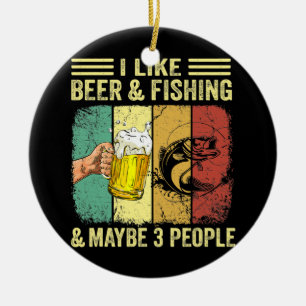 Retro Vintages Bier und Fischen Frauen Keramik Ornament