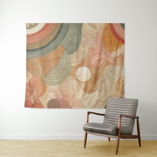 Retro Vintages Bohemisches, erdverschleiertes Desi Wandteppich (Beispiel (Horizontal))