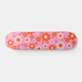 Retro Vintages Daisy Muster Orange Pink Skateboard (Horizontal)