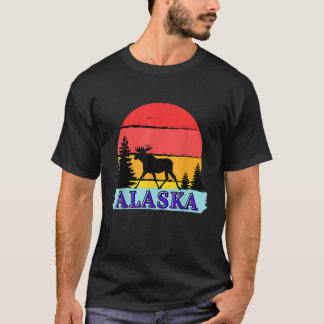 Retro Vintages Elchtier aus Alaska Staat Fores T-Shirt