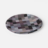 Retro Vintages Farbwürfel-Pixelmuster Pappteller (Schrägansicht)