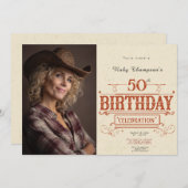 Retro Vintages Foto 50. Geburtstag Einladung (Vorne/Hinten)