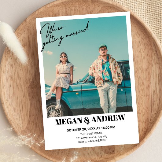 Retro Vintages Foto Hochzeit Einladung