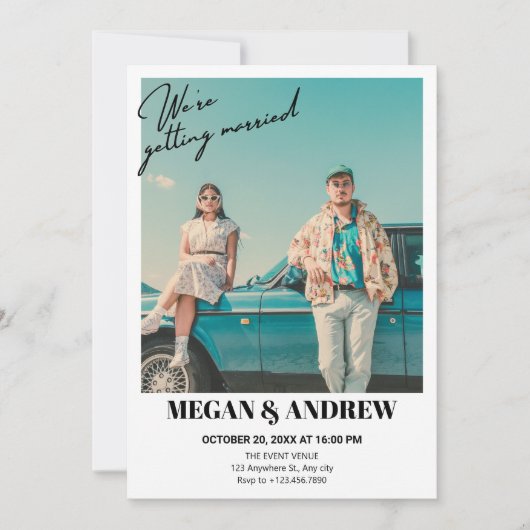 Retro Vintages Foto Hochzeit Einladung (Vorderseite)