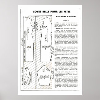 Retro-Vintages französisches Kleidungsmuster Poster