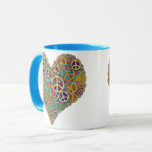 Retro Vintages Friedensherz Tasse (Vorderseite Links)