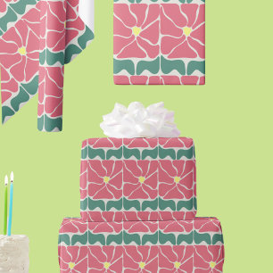 Retro-Vintages Geschenkpapier mit grüner Roter Flo