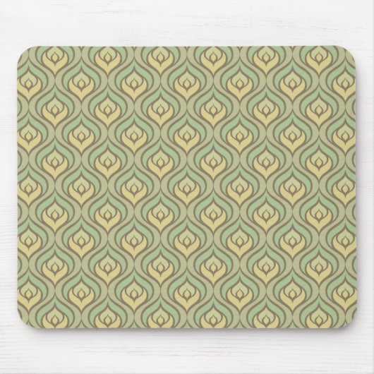 Retro Vintages grünes und gelbes Muster Mousepad (Vorne)