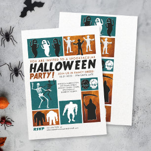 Retro-Vintages Halloween-Kostüm-Party Einladung