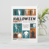 Retro-Vintages Halloween-Kostüm-Party Einladung (Stehend Vorderseite)