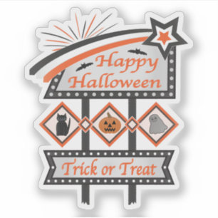 Retro Vintages Halloween-Zeichen - Trick oder Tret Aufkleber