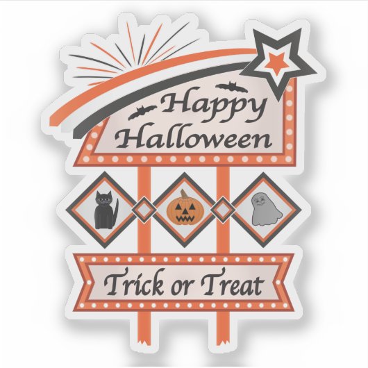 Retro Vintages Halloween-Zeichen - Trick oder Tret Aufkleber (Vorderseite)