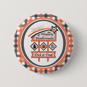 Retro Vintages Halloween-Zeichen - Trick oder Tret Button