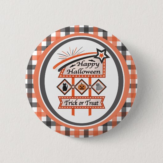 Retro Vintages Halloween-Zeichen - Trick oder Tret Button (Vorderseite)