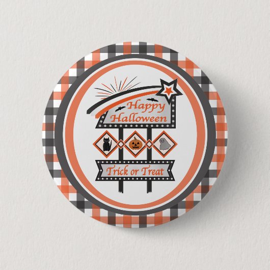 Retro Vintages Halloween-Zeichen - Trick oder Tret Button (Vorderseite)