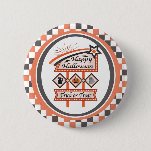 Retro Vintages Halloween-Zeichen - Trick oder Tret Button (Vorderseite)
