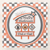 Retro Vintages Halloween-Zeichen - Trick oder Tret Glasuntersetzer (Vorderseite)