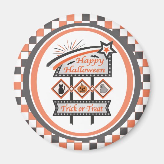 Retro Vintages Halloween-Zeichen - Trick oder Tret Magnet (Vorne)