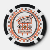Retro Vintages Halloween-Zeichen - Trick oder Tret Pokerchips (Rückseite)