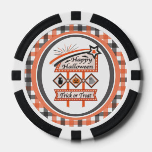 Retro Vintages Halloween-Zeichen - Trick oder Tret Pokerchips