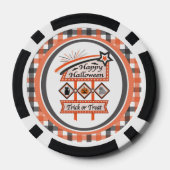 Retro Vintages Halloween-Zeichen - Trick oder Tret Pokerchips (Rückseite)