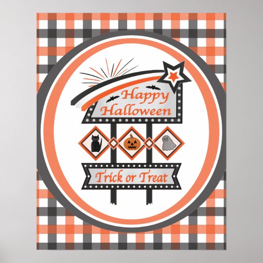 Retro Vintages Halloween-Zeichen - Trick oder Tret Poster (Vorne)