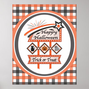 Retro Vintages Halloween-Zeichen - Trick oder Tret Poster