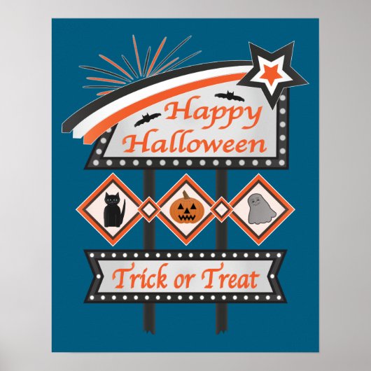 Retro Vintages Halloween-Zeichen - Trick oder Tret Poster (Vorne)