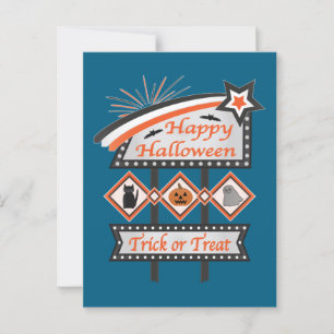 Retro Vintages Halloween-Zeichen - Trick oder Tret Postkarte