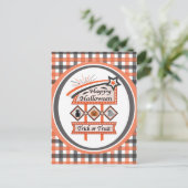 Retro Vintages Halloween-Zeichen - Trick oder Tret Postkarte (Stehend Vorderseite)