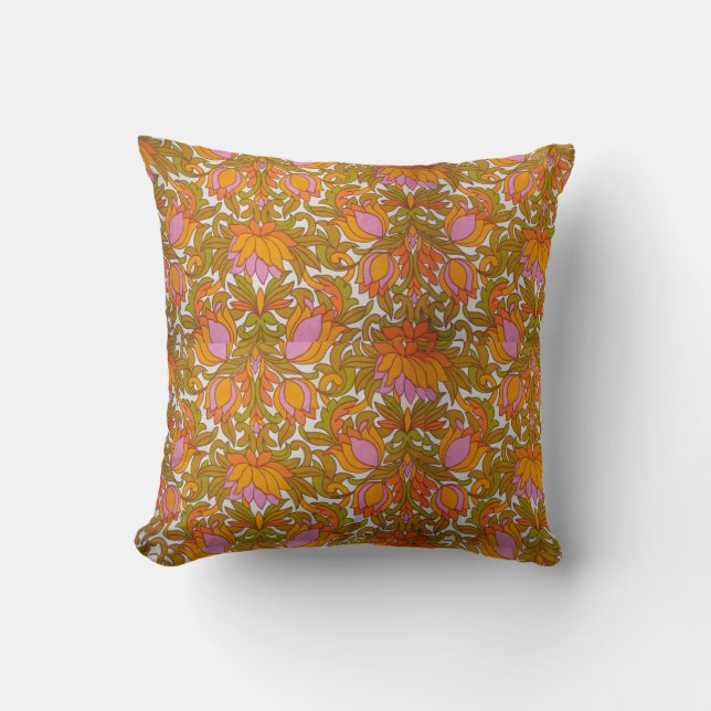 Retro Vintages Hippy-Blumenmuster Kissen (Vorderseite)