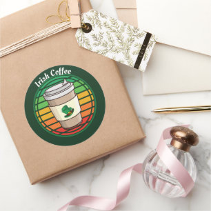 Retro Vintages Irish Coffee Hot Drink zu gehen Runder Aufkleber