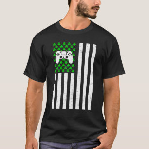Retro Vintages Irish USA Flag Sport Video Game St T-Shirt