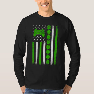 Retro Vintages Irish USA Flag Sport Video Game St T-Shirt