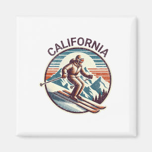 Retro Vintages kalifornisches Skigebiet Winterski Magnet