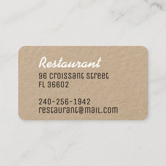 Retro Vintages Logorestaurant & Küchenkanal Visitenkarte (Rückseite)