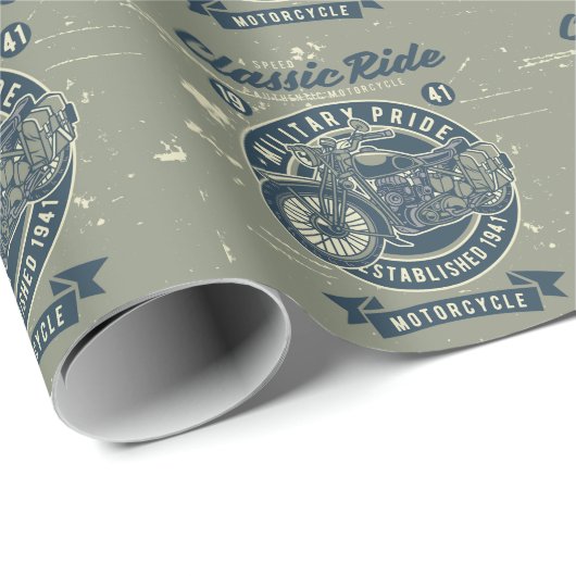 Retro-Vintages Motorrad Geschenkpapier (Rolleneckpunkt)