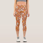 Retro-Vintages Mushroom-Blume Muster Capri Leggings (Vorderseite)